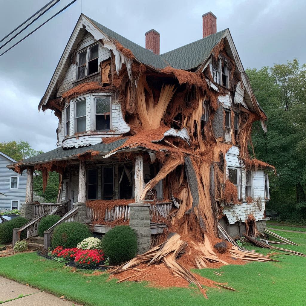 Signs Your Nahant Home Needs a Tree Inspection Damaged tree on an Nahant home showing signs of disease and decay